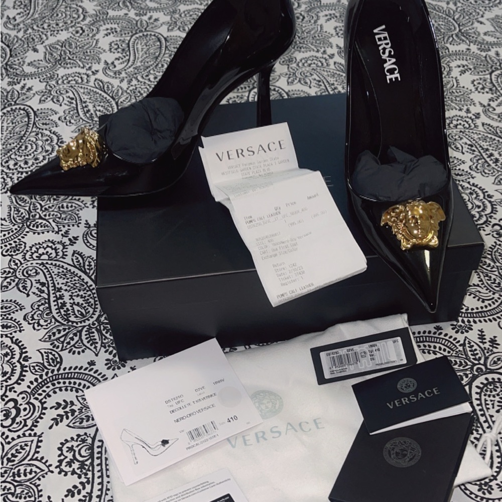 Versace Black and Gold Women's Heels